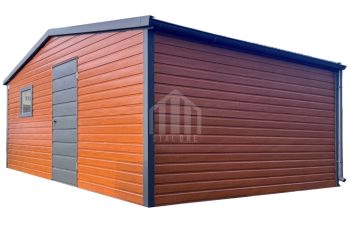 Schowek - domek ogrodowy 6x4,5m - drzwi - okno - złoty dąb - drewnopodobny - dach dwuspadowy - rynny SO102