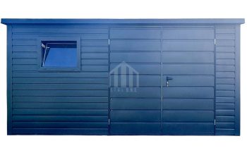 Schowek - domek ogrodowy 4,5x2m - brama dwuskrzydłowa - okno - antracyt - dach spad w tył  SO151