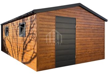 Schowek - domek ogrodowy 3x5m - drzwi - 2x okno - jasny orzech - drewnopodobny - rynna - dach dwuspadowy SO104