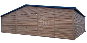 Garaż blaszany 9x5m - 2x brama uchylna - 2x okno - drzwi - winchester - drewnopodobny - dach dwuspadowy - rynny  SO142