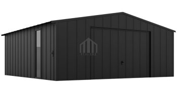 Garaż blaszany 7x6m - brama uchylna - okno - drzwi - blacha na rąbek - dach dwuspadowy  SO167