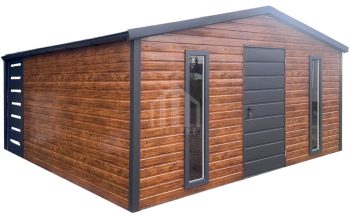 Schowek - domek ogrodowy 4x3m - drzwi - 2 x okno - złoty dąb - drewnopodobny - dach dwuspadowy - rynny SO181