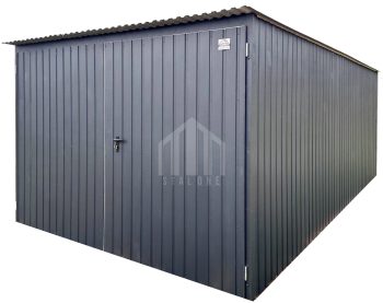 Garaż blaszany 3x5m - brama dwuskrzydłowa - antracyt - dach spad w tył  SO168